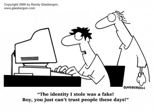 Business cartoons, cartoons about identity theft, crime, criminal ...