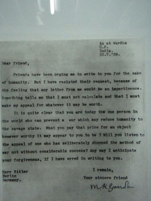 Gandhi's letter to Hitler