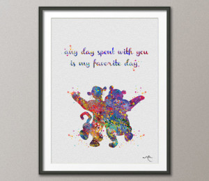 Winnie the Pooh and Tigger Quote Watercolor illustrations Art Print ...