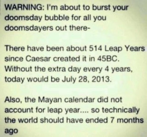 On the 2012 doomsday prophecy