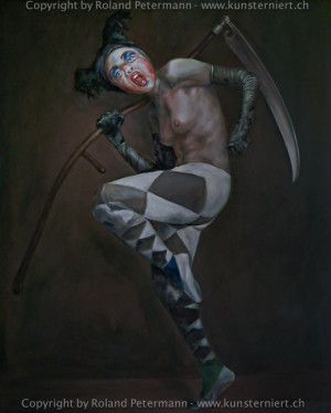 harlequin and grim reaper scary clowns from the commedia dell arte