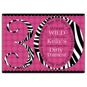 Funky Zebra 30th Birthday Invitations