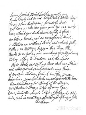 Poem by Lord Chatham to David Garrick, 18th Century Giclee Print