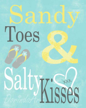 Sandy toes and salty kisses print Turquoise quote Beach quote Home ...