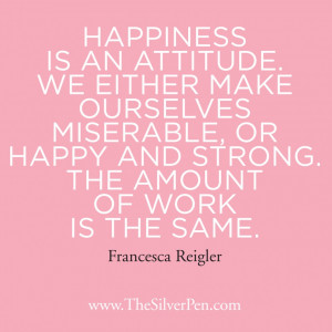 Happiness Is An Attitude Quote Inspirational Dan Motivating In Pink ...