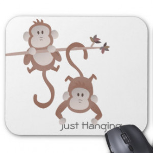 Cartoon monkeys hanging around mouse pad
