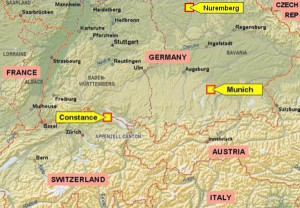 Map Germany Switzerland Austria