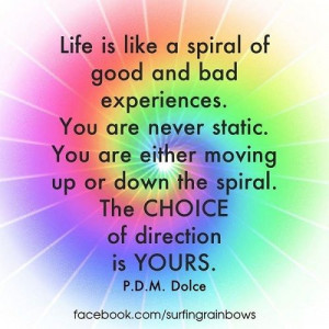 Life is like a spiral of good and bad experiences. You are never ...