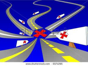 all roads lead to... - stock vector