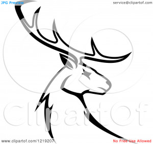 deer-antlers-clipart-black-and-white-Clipart-Of-A-Black-And-White-Deer ...