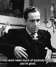 Humphrey Bogart as Sam Spade and Mary Astor as Brigid O’Shaughnessy ...