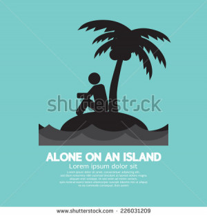 Alone on an Island Black Symbol Vector Illustration - stock vector