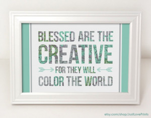 Blessed are the Creative - 4x6 Framed Print - Map Art - Inspirational ...