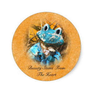 Inspirational Quotes You Are Beautiful Frog Prince Round Stickers