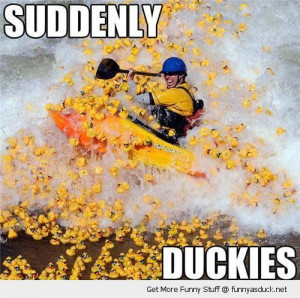 white water rafter rafting boat suddenly rubber ducks attacked toys ...