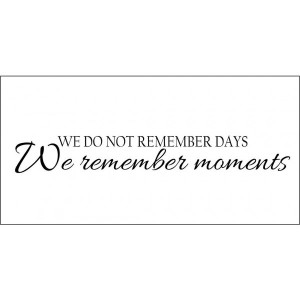 We Do Not Remember Days We Remember Moments