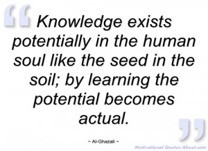 knowledge exists potentially in the human al-ghazali