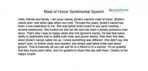 Free Maid of Honor Speeches