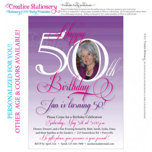 Womens 50th Birthday. Printable Milestone Birthday Invitations ...