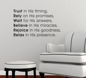 Trust in His timing God Vinyl Decor Wall Subway art Lettering Words ...