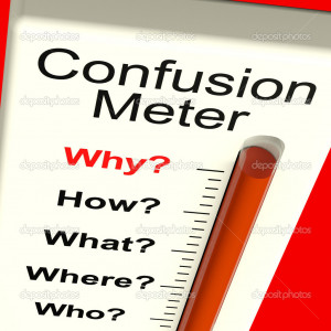 Confusion Meter Shows Indecision And Dilemma - Stock Image