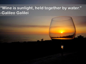 Wine is sunlight held together by water – Galileo Galilei.