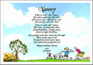 Details about P34 Personalised laminated poem gift- Nanny
