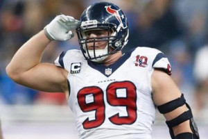 Defensive end J.J. Watt has 15 ½ sacks for the Houston Texans.