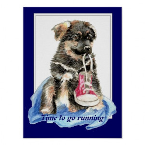 Time to go Running Motivation Quote Cute Dog Posters