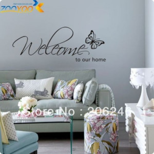 butterfly welcome to our home vinyl wall art decal quote home decor ...