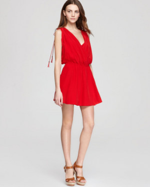 Plenty By Tracy Reese Quotation Dress Faux Wrap in Red (ruby)