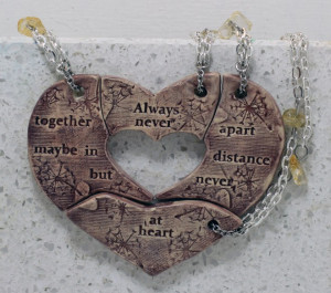 necklaces set of 4 puzzle pieces Heart with friendship quote ...