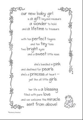 baby girl poem this poem has the sentiments and illustrations to ...