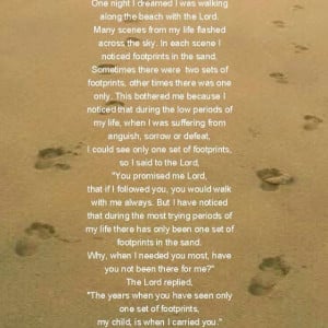 Footprints in the sand. i love this... he has carried me many times :)