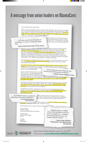 ... Post featuring criticism of ObamaCare from union bosses. See it here