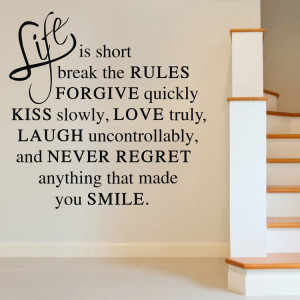 Life Is Short Quote Love Happy Inspirational Vinyl Wall Room Sticker ...