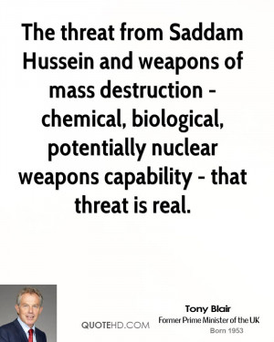 threat from Saddam Hussein and weapons of mass destruction - chemical ...