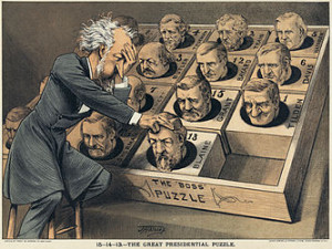 The Great Presidential Puzzle , ilustração de 1880 satirizando ...