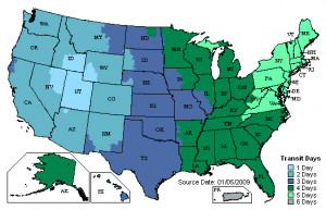 USPS Shipping Zone Map