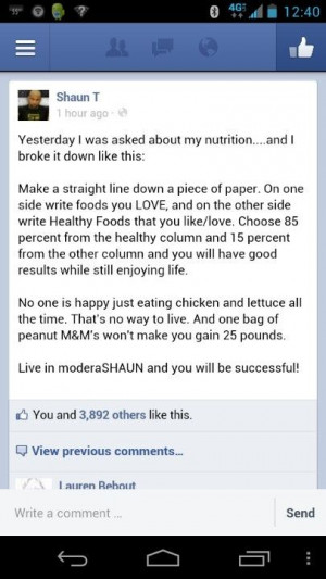 Great advice on nutrition and healthy living from Shaun T #Beachbody