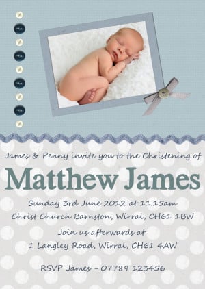 Printable Baby Boy Christening Baptism Invitation/Invite Card DIGITAL ...