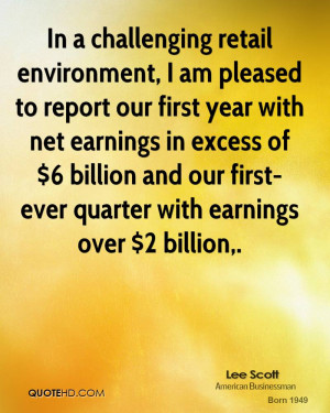 In a challenging retail environment, I am pleased to report our first ...