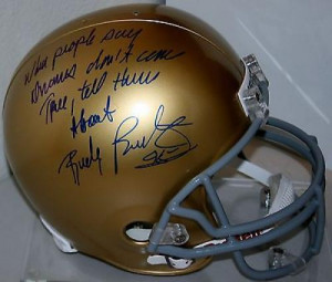 Rudy Ruettiger Signed Full Size Rep Notre Dame Helmet w/ Dream Quote ...