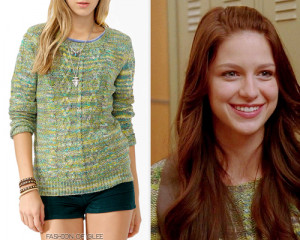 Marley’s green cable sweater immediately caught our eyes, as it was ...