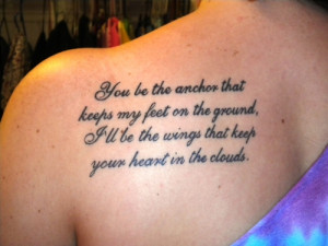 inspired tattoo. “You be the anchor that keeps my feet on the ground ...