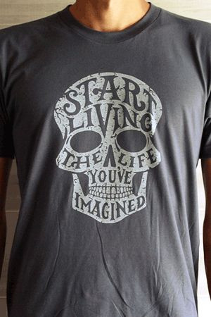 Start Living Skull quote tee. Available at arsenicandhoney.com