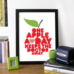 Quote Art Poster with Red Apple Illustrated drawn with WORDS Print ...