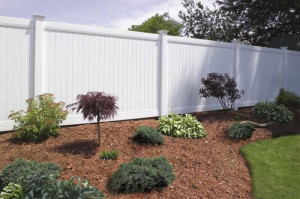White Vinyl Privacy Fence Landscaping
