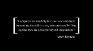 Albert Einstein quotes technology in black background