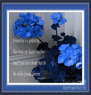 Friendship Is A Golden Tie - Blue Frame Print by Barbara Griffin